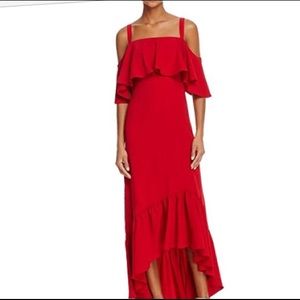 Jill Jill Stuart red satin ruffle gown